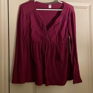 Old Navy maroon cotton blouse, size xs